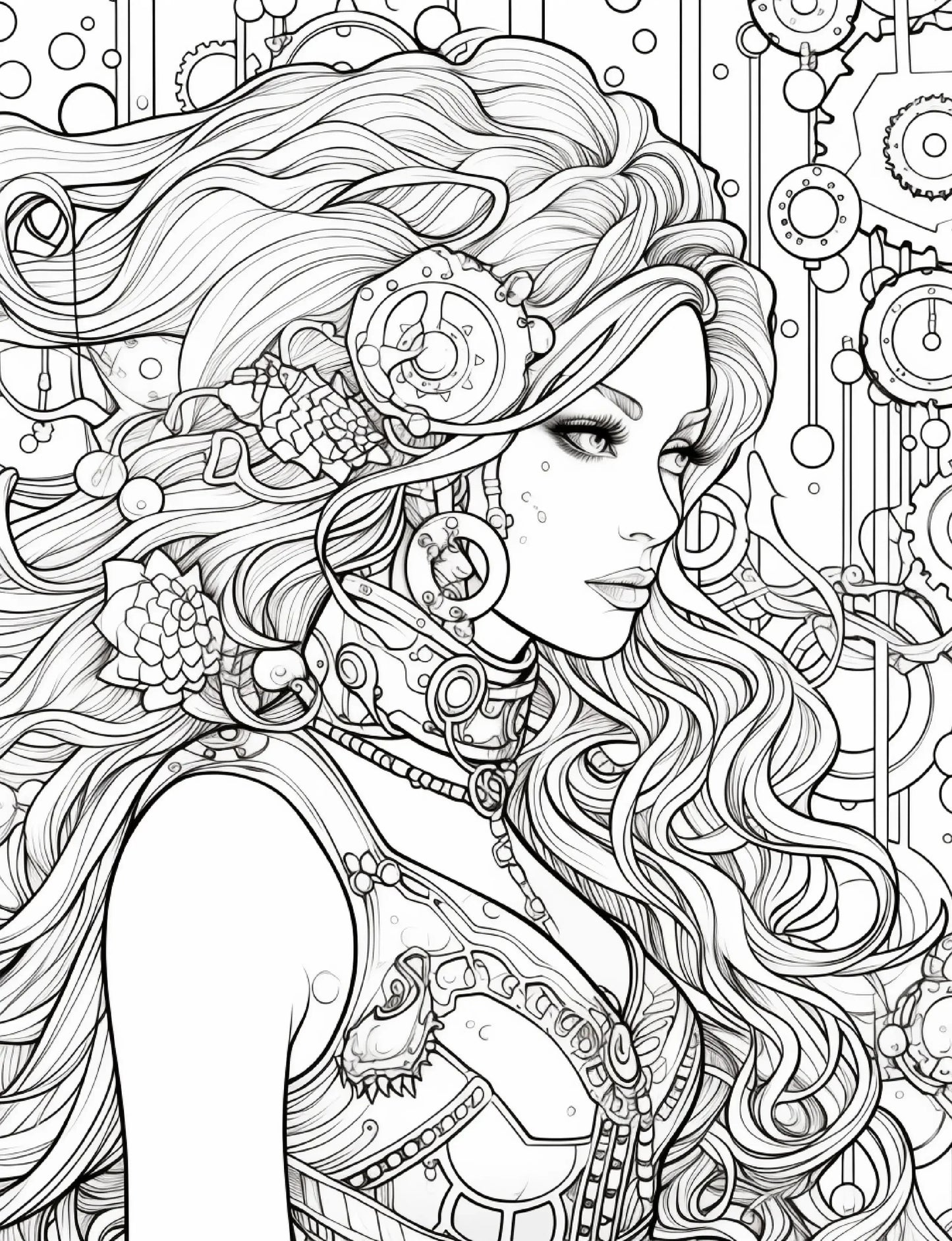 190 Steampunk Mermaid Coloring Pages-Robs Books