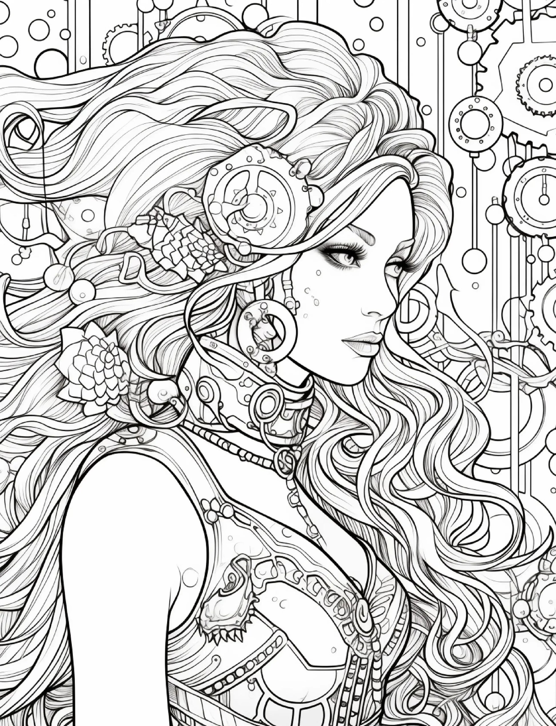 190 Steampunk Mermaid Coloring Pages-Robs Books