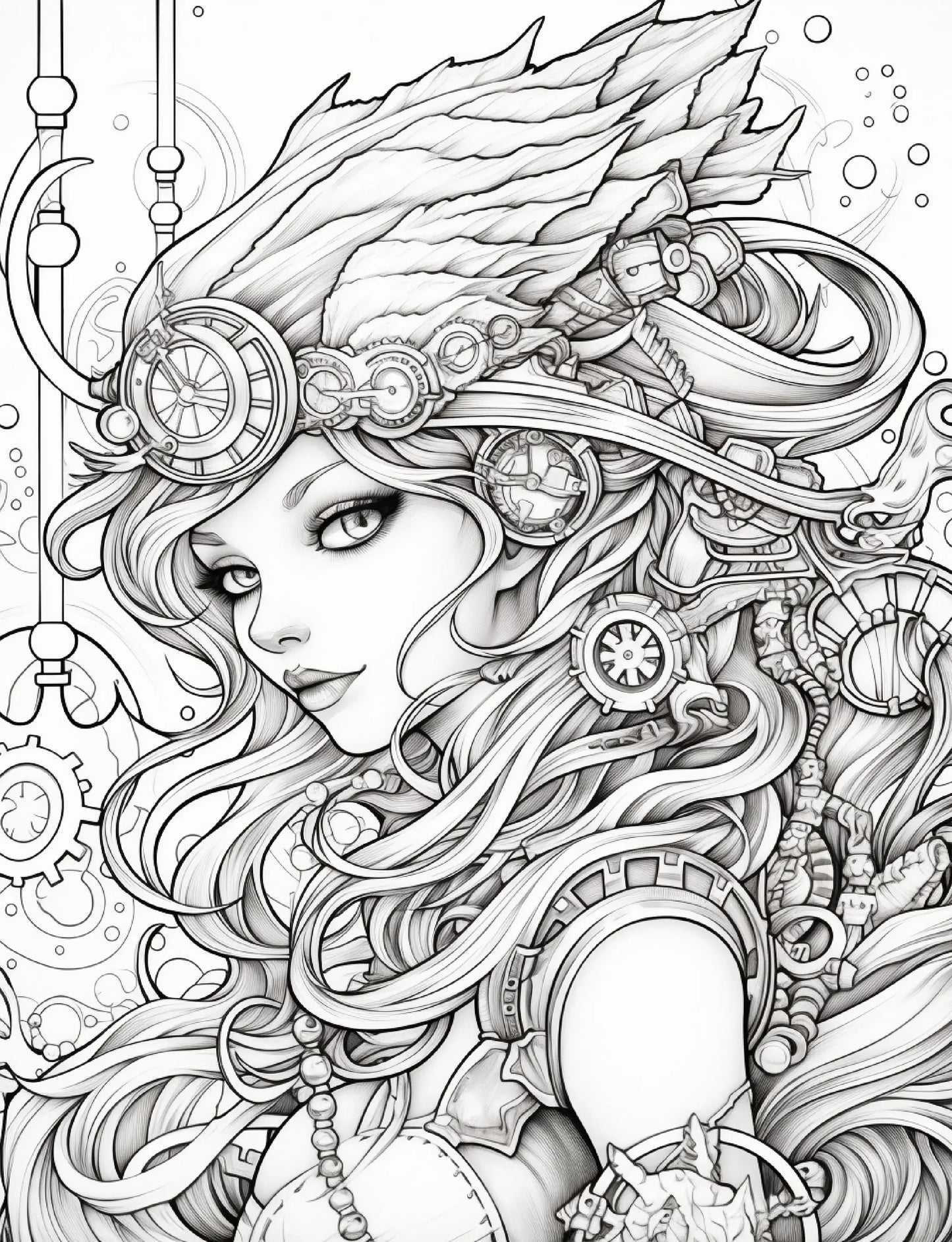 190 Steampunk Mermaid Coloring Pages-Robs Books
