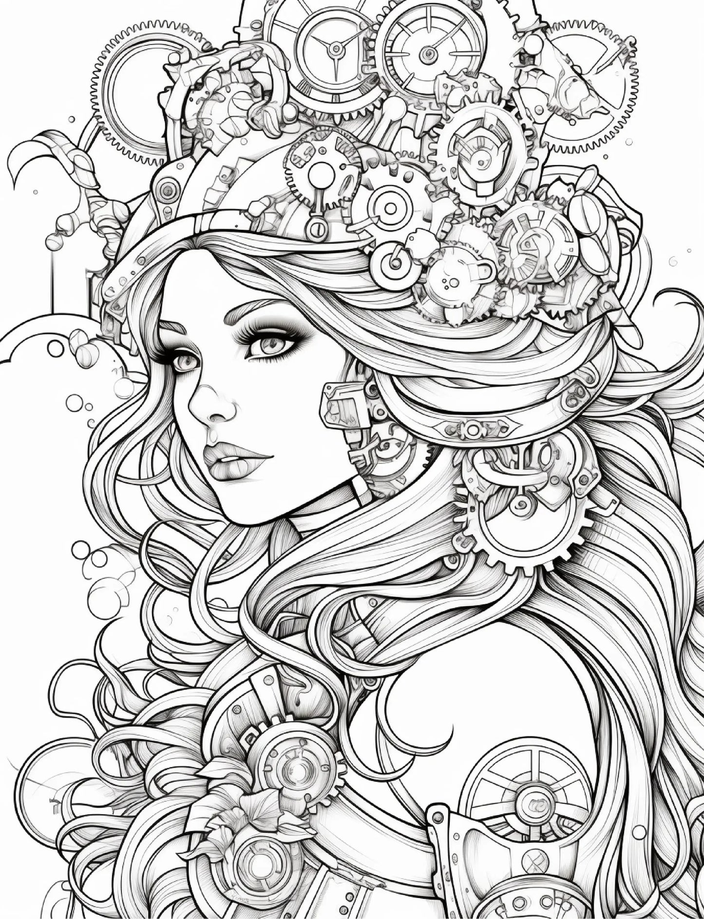 190 Steampunk Mermaid Coloring Pages-Robs Books